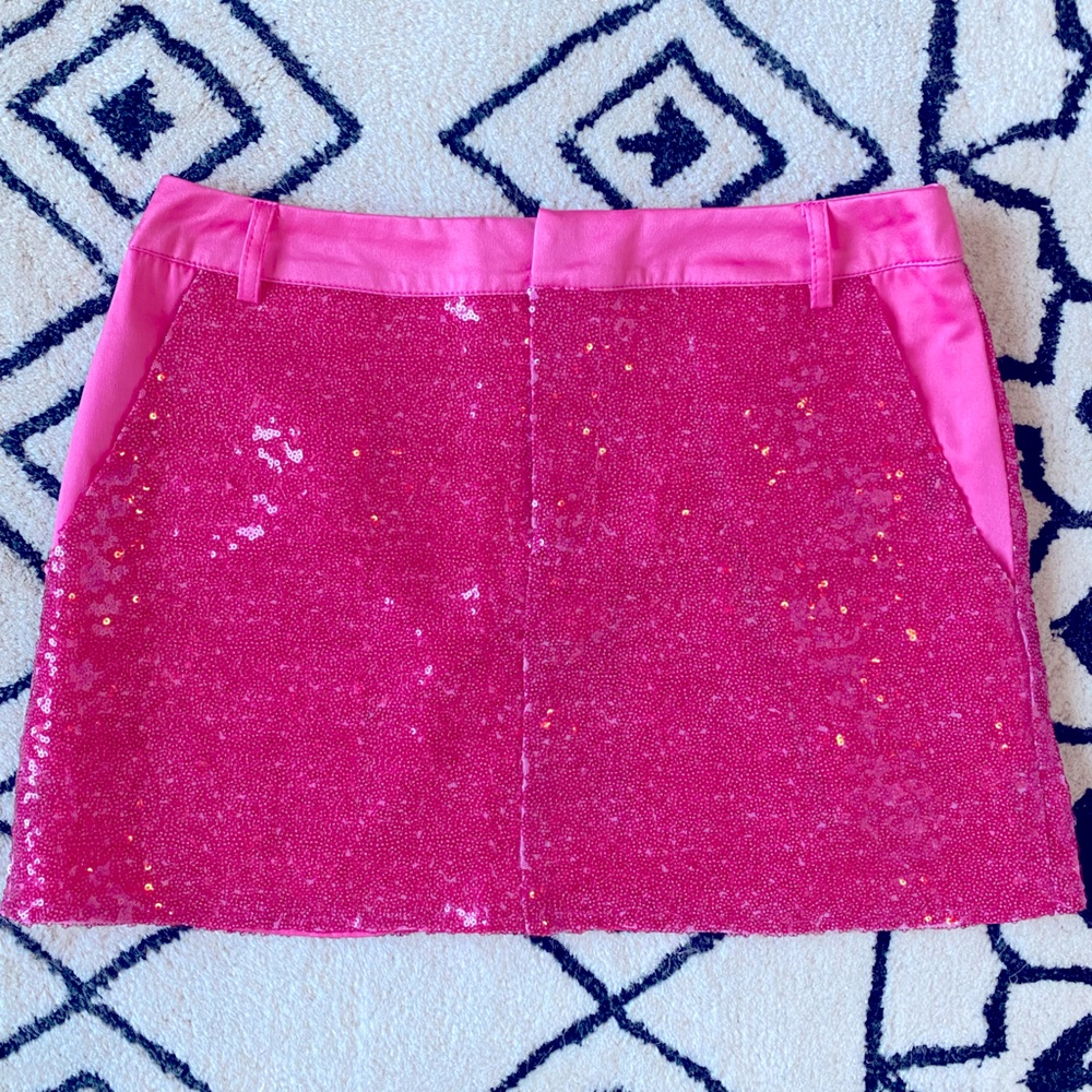 Pink sequin mini skirt